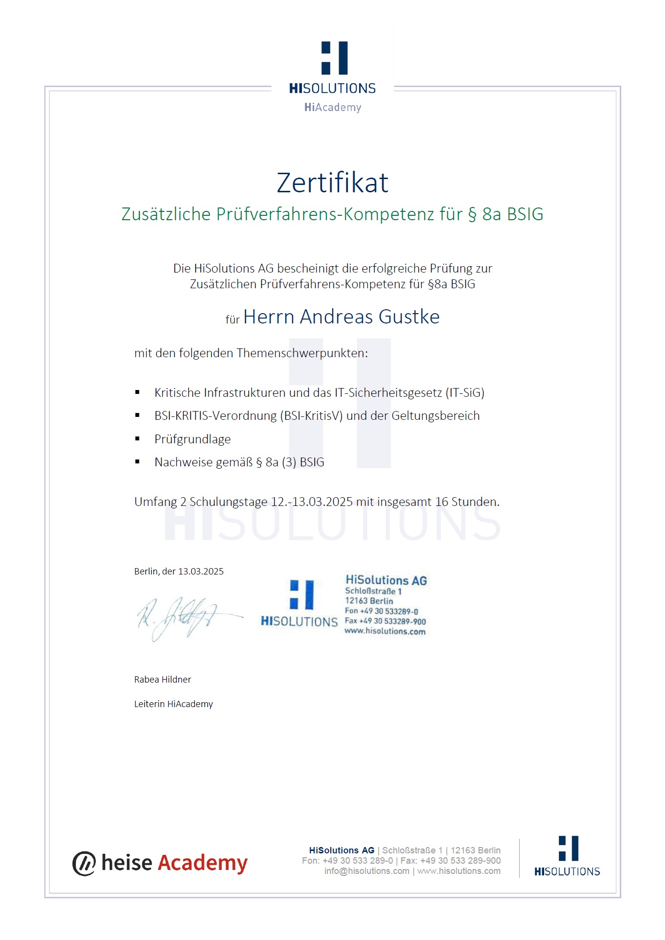 NIS2 Certificate