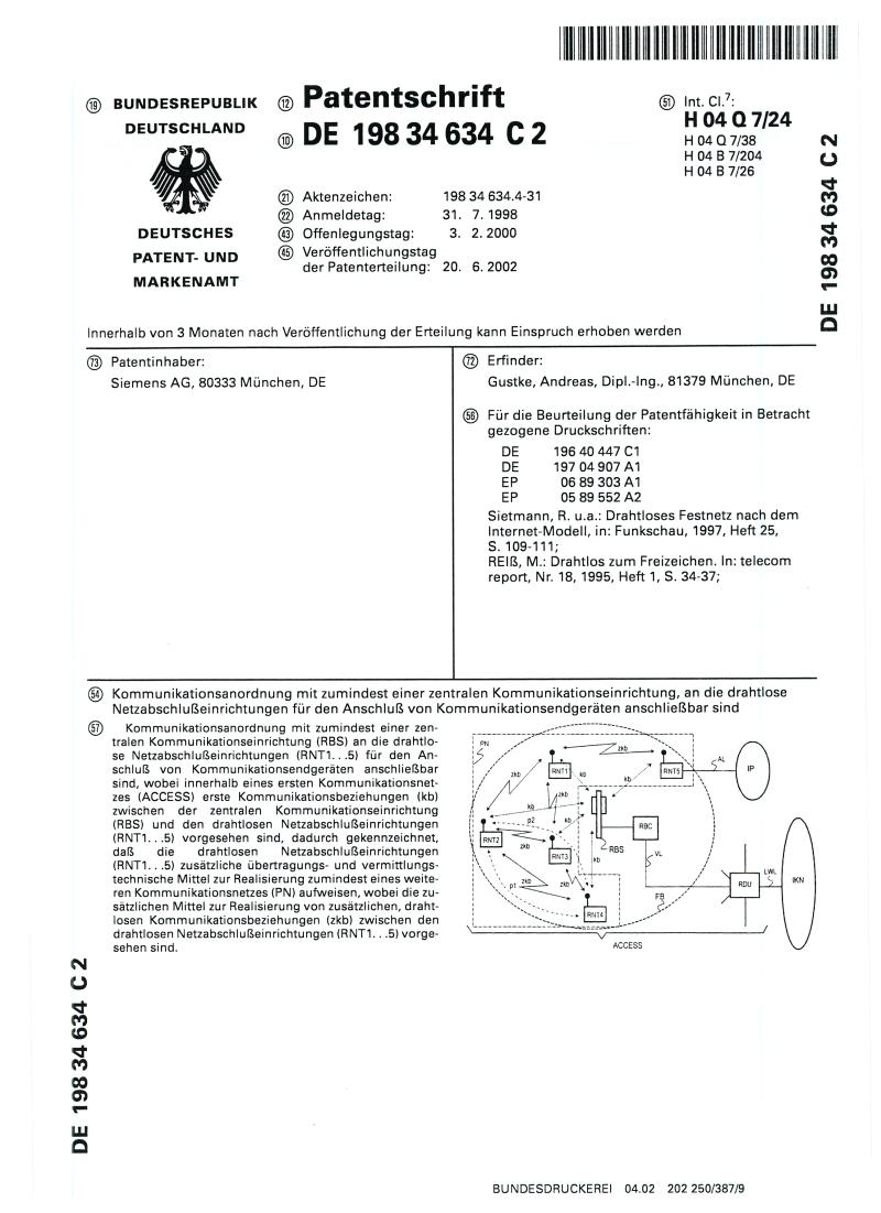 Patentschrift  DE 198 34 634 C 2