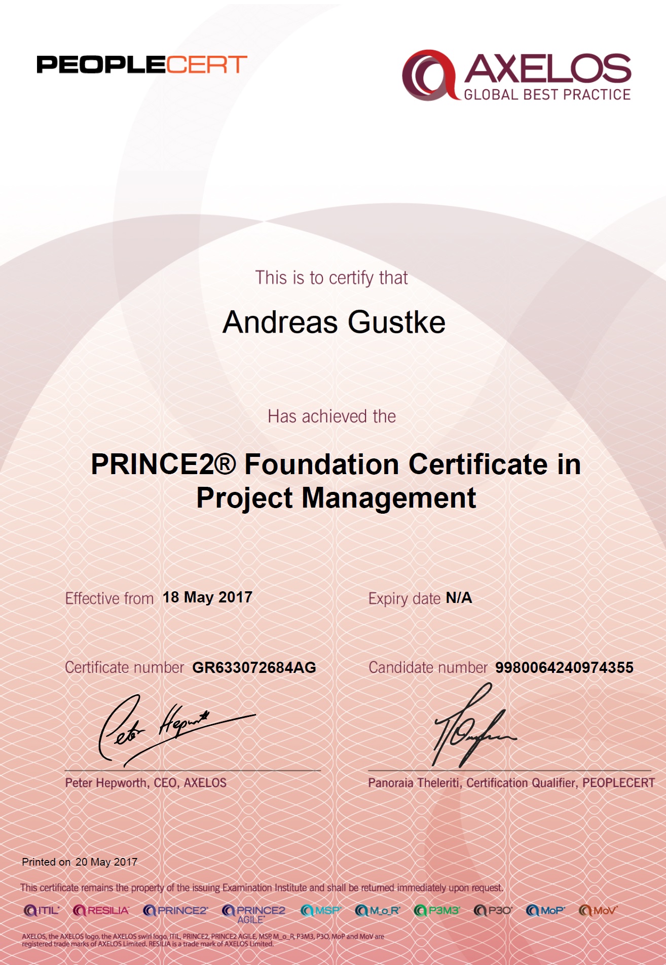 PRINCE2, Foundation Certificate